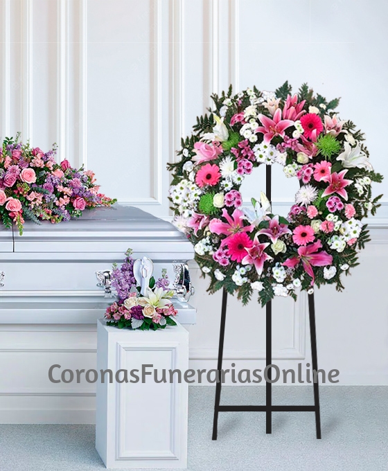 Coronas Funeraria Flor Rosa Ambientada